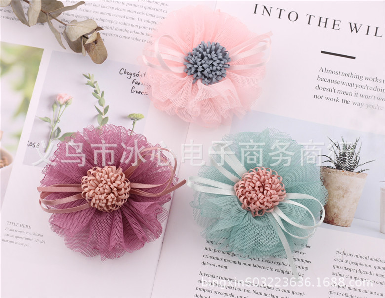 DIY Children's Hair Accessories Korean Mesh Tassel Core Handmade Fabric Flower Clothing Ornament Socks Accessories