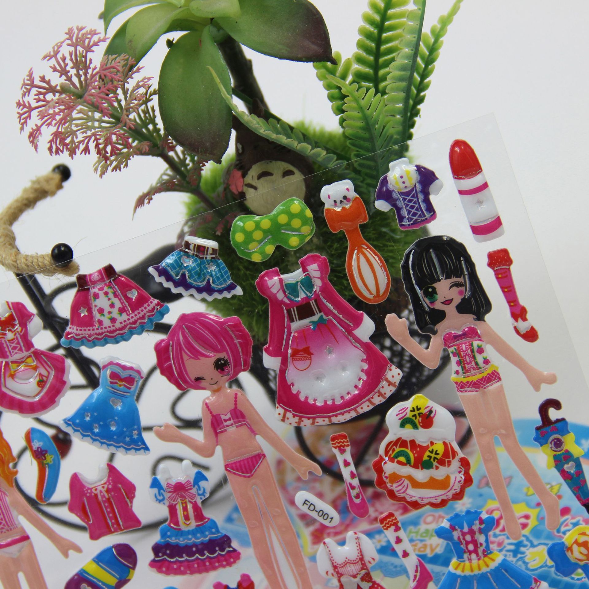 儿童换装贴纸 卡通公主换装立体泡泡贴 女孩换装贴纸 pvc可定制