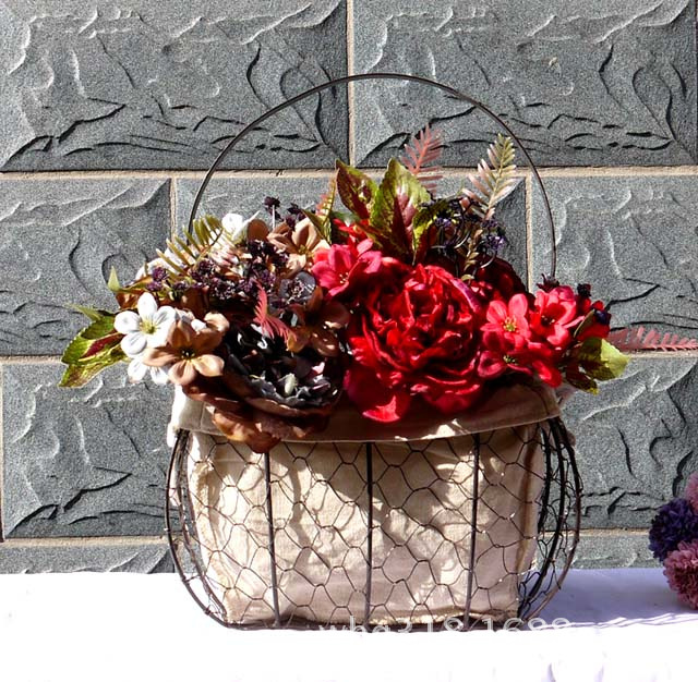 创意花器防水编织花篮客厅家居婚庆装饰摆设铁艺手工艺花篮sp1886