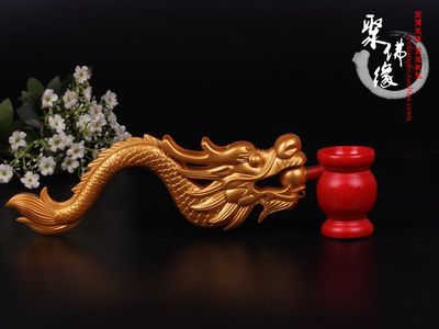 聚佛缘 佛教用品 塑料金色龙头手炉香炉 大号