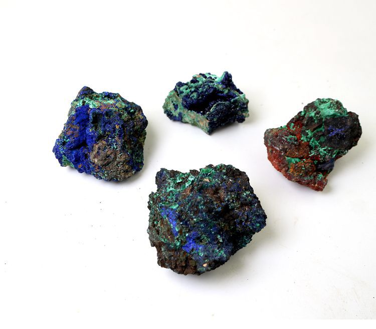 天然蓝铜矿原石头矿物晶体标本孔雀石天然矿物染料科普教学标本