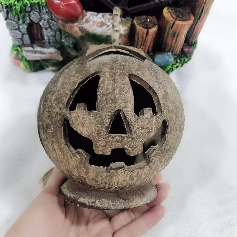 椰壳工艺品南瓜头椰雕纯手工制品可定制趣味可爱艺术摆件可批发