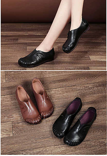 纤纤佳人2018春季新款原创复古真皮单鞋女牛皮个性民族风女鞋