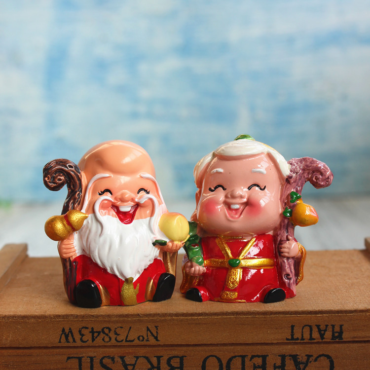 寿公寿婆蛋糕装饰摆件 汽车用品车载摆饰 家居树脂工艺品摆件