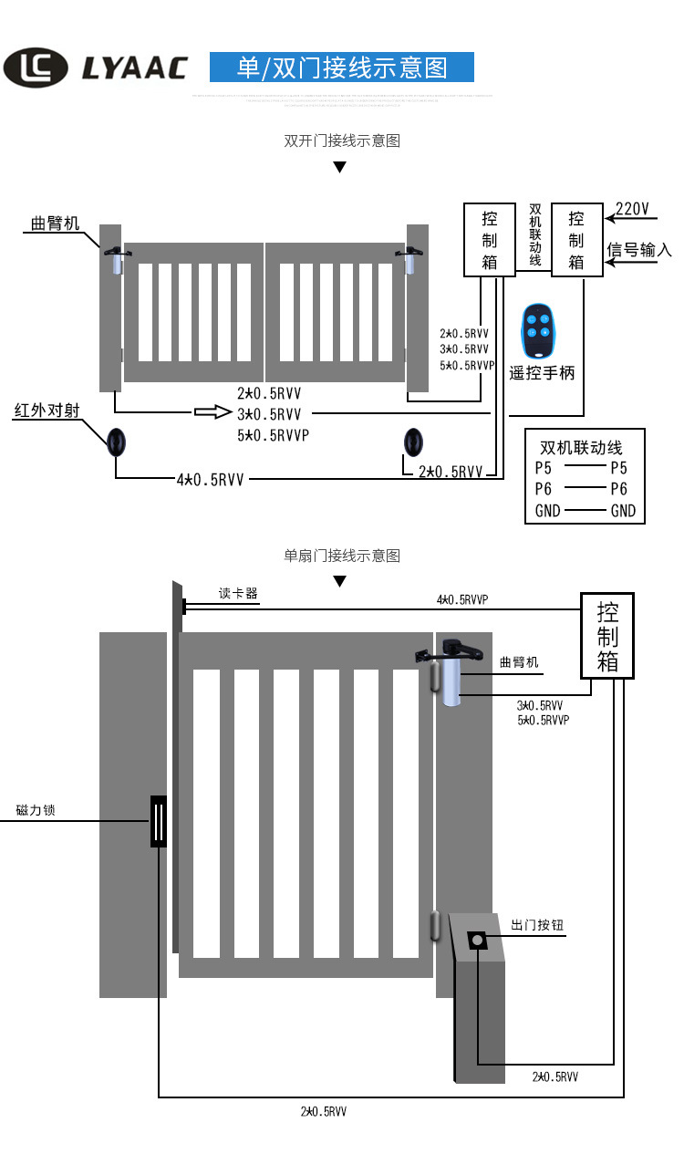 莱柯品牌室外开门机自动平开门机组90度电动闭门器人行通道曲臂机