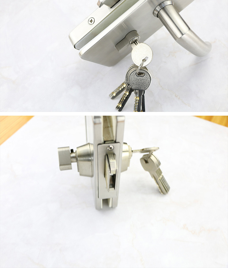 玻璃门锁单门方形玻璃门锁无需打孔玻璃锁不锈钢单门锁具ma-119