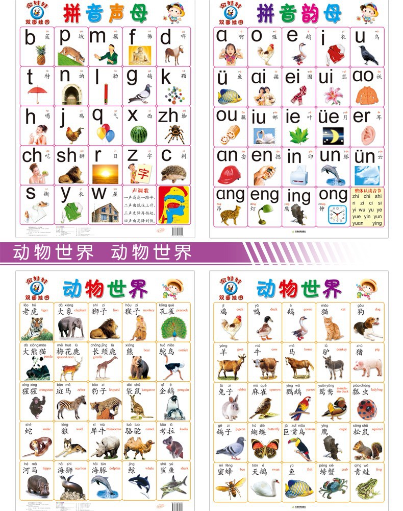 婴幼儿童启蒙认知数看图识字挂图无声全套宝宝早教墙贴画拼音卡片