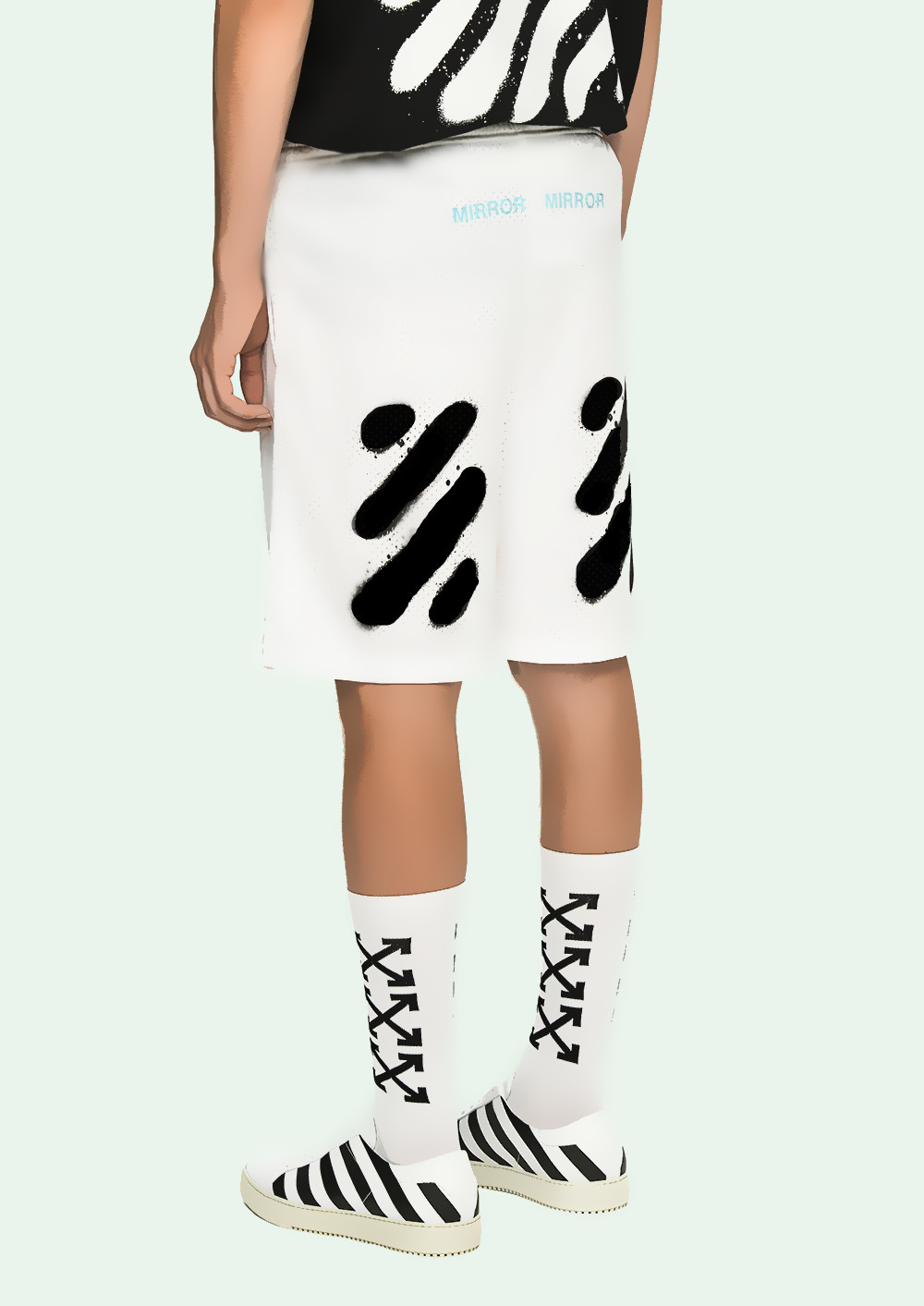 新款off夏季男士短裤 ow新款字母情侣短裤 欧美潮牌宽松五分裤 潮