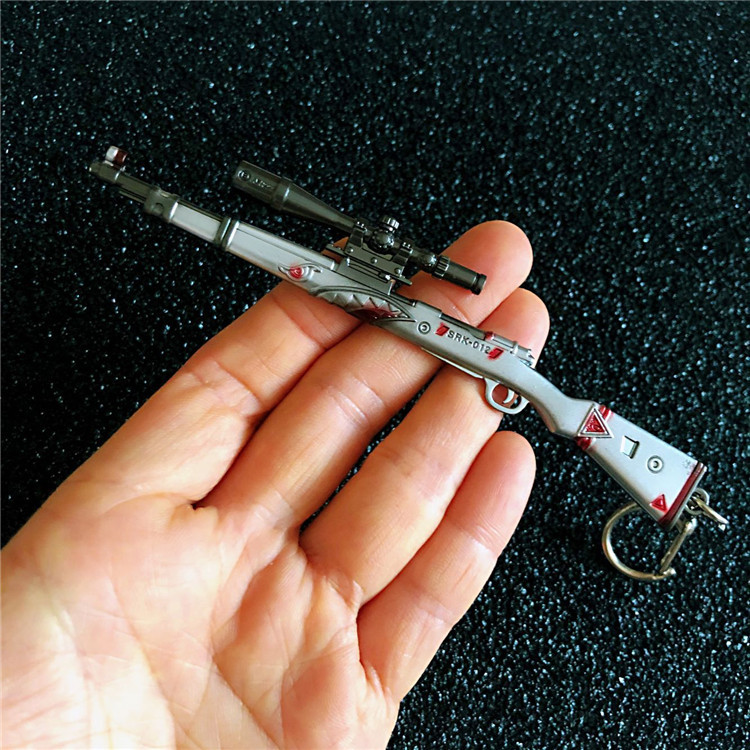 绝地大逃杀 鲨鱼皮肤98k狙击模型钥匙扣12厘米合金武器