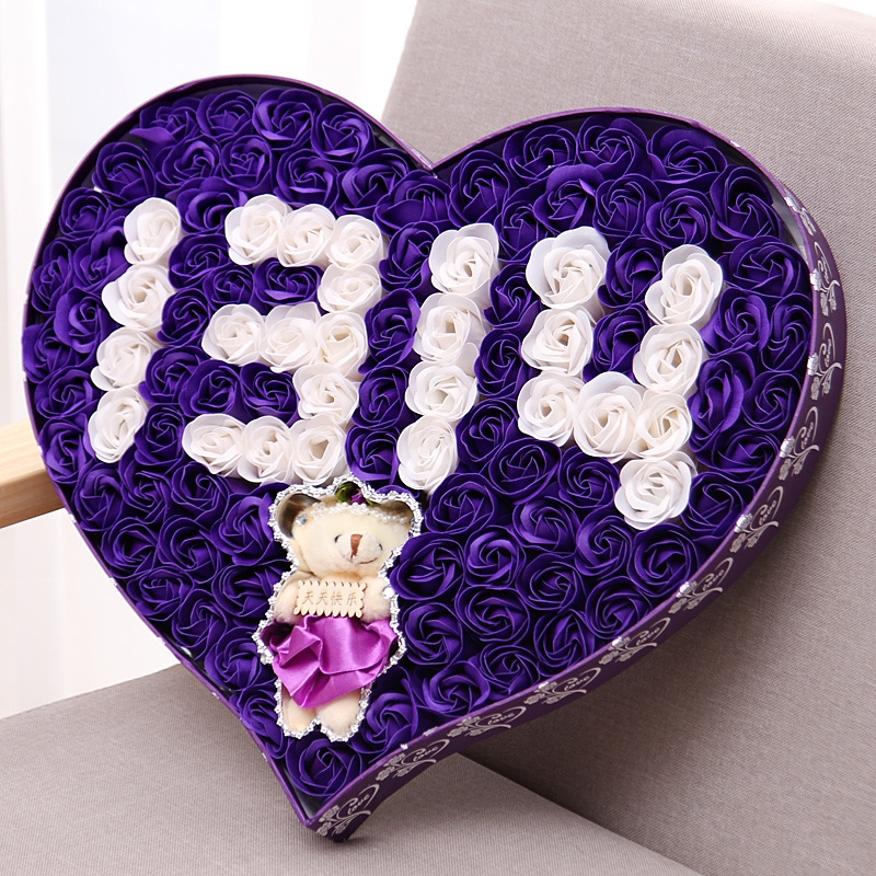 情人节礼物送女友100朵玫瑰香皂花520礼盒仿真花创意生日礼品批发