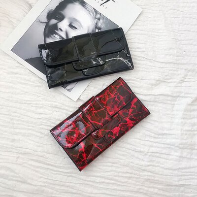 2018新款女士钱包长款搭扣折叠搭扣漆皮手拿包子母包卡包厂家直销