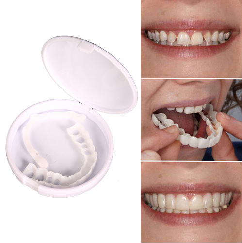 beautiful smile假牙美容牙齿覆盖上排白色牙齿套 仿真假牙套