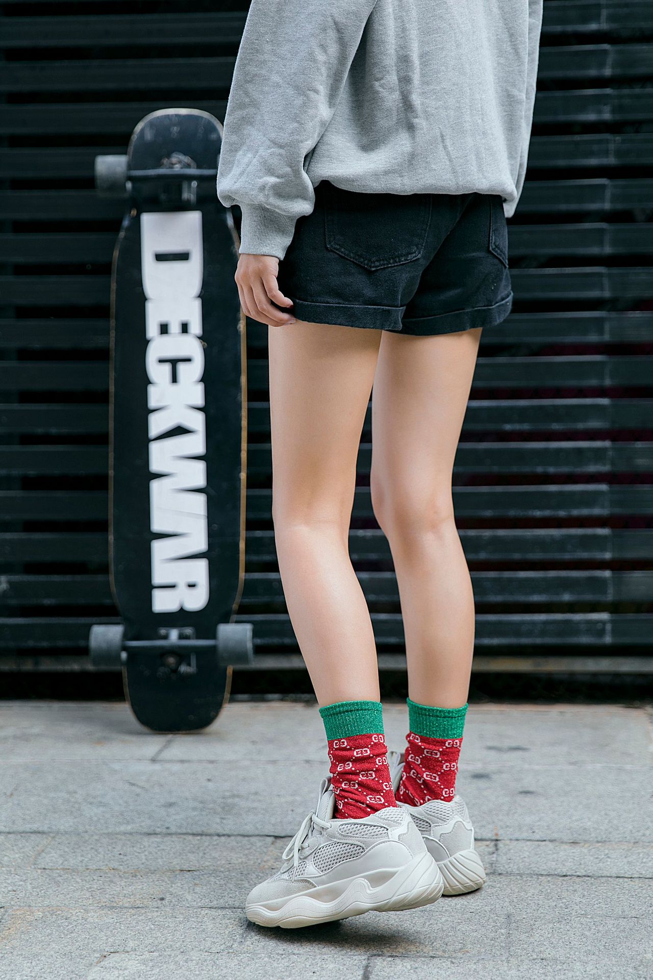 靴下品日系学院风中筒袜字母堆堆袜 网红潮牌亮丝小腿袜批发