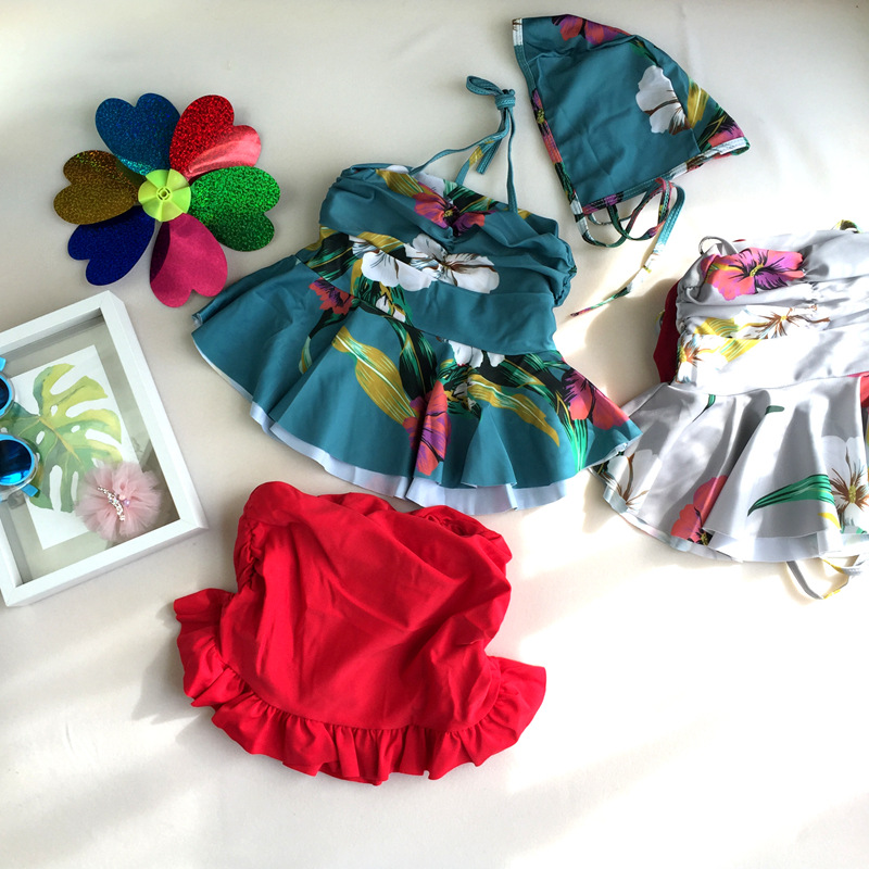 韩版儿童泳衣女童游泳衣中大童比基尼分体裙式泳装女孩公主宝宝