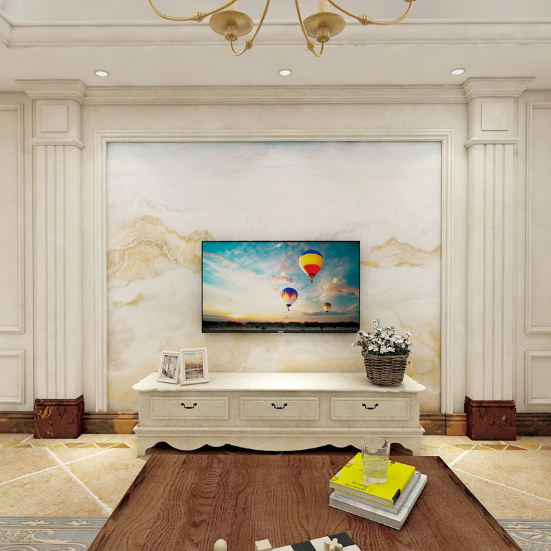 石现代中式客厅大理石背景墙室内岩板佛山石材电视背景墙微晶石简欧