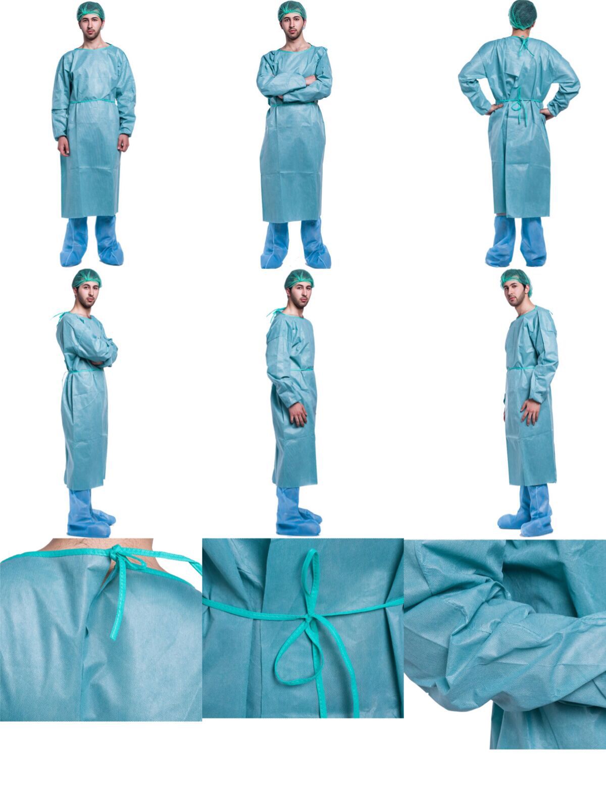 无纺布手术衣 一次性 sms蓝色超声波热合反穿隔离衣