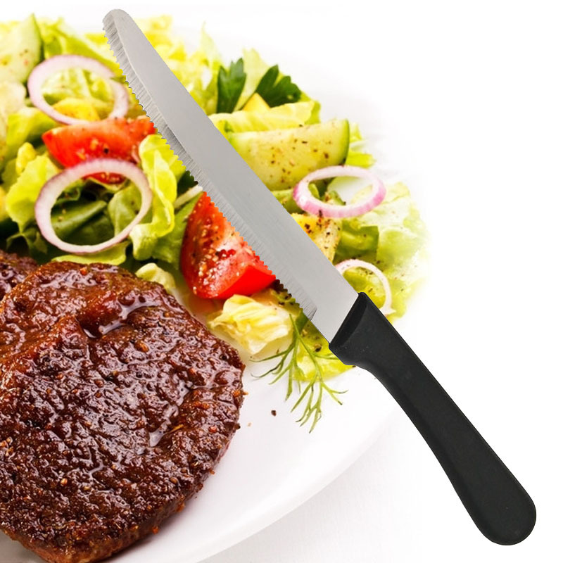 牛排刀酒店餐厅西餐刀 家用圆头安全切鸡排刀具 不锈钢带锯齿餐刀
