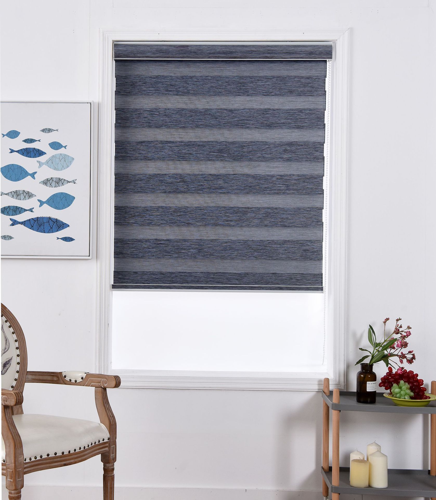 韩式柔纱帘仿亚麻卷帘双层遮光卫生间卧室阳台百叶窗帘定制