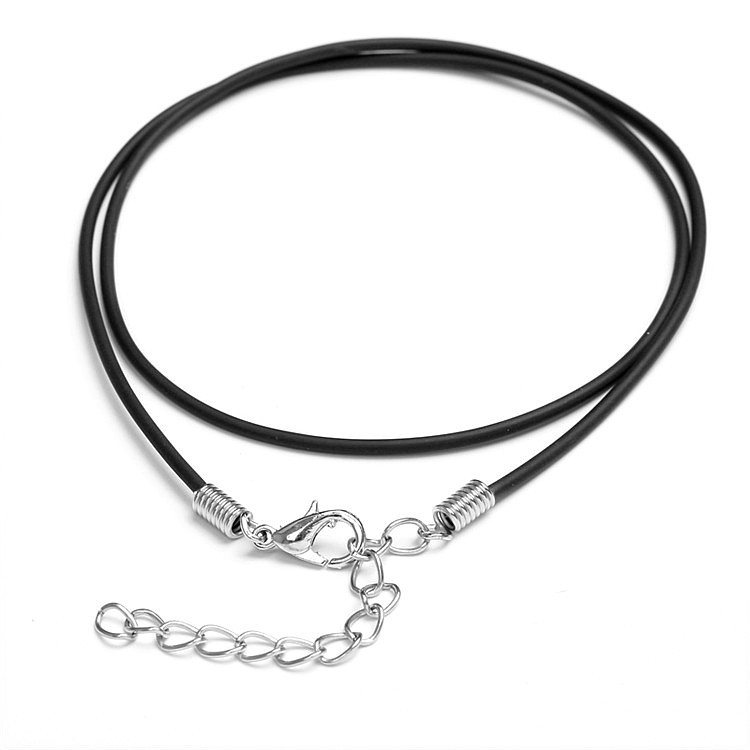 Leather Rope Necklace Lanyard Black 1.5 Korean Wax Line Pendant Rope Metal Lobster Buckle Pu Necklace Rope