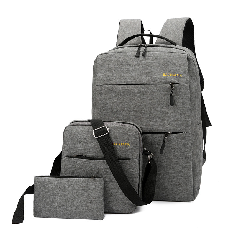 Men's Business Backpack Manufacturer Multi-Functional Casual Schoolgirl's Schoolbag Simple Fashion Computer Bag Three-Piece Set