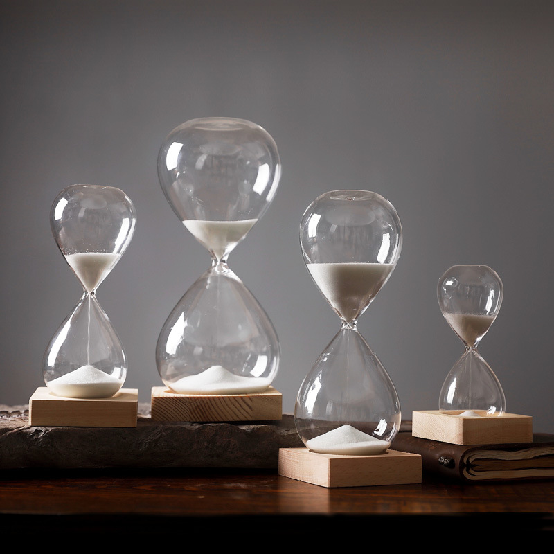 简约现代创意礼品玻璃工艺品玻璃沙漏5/15/30分钟计时家居摆件