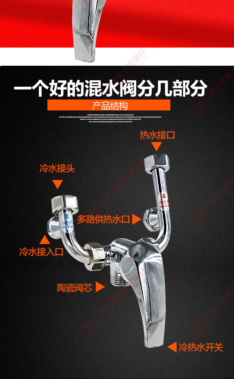 热水器混水阀明装家用龙头冷热铜u型通用恒温太阳能电热水器开关