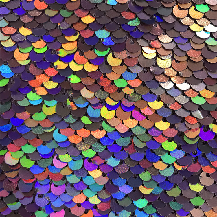 翻片5mm七彩亮片布料 双面翻转珠片绣 化妆包抱枕亮片布面料