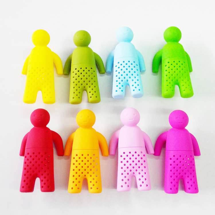 硅胶茶漏新款硅胶小人形可拆卸茶漏办公室懒人泡茶器茶