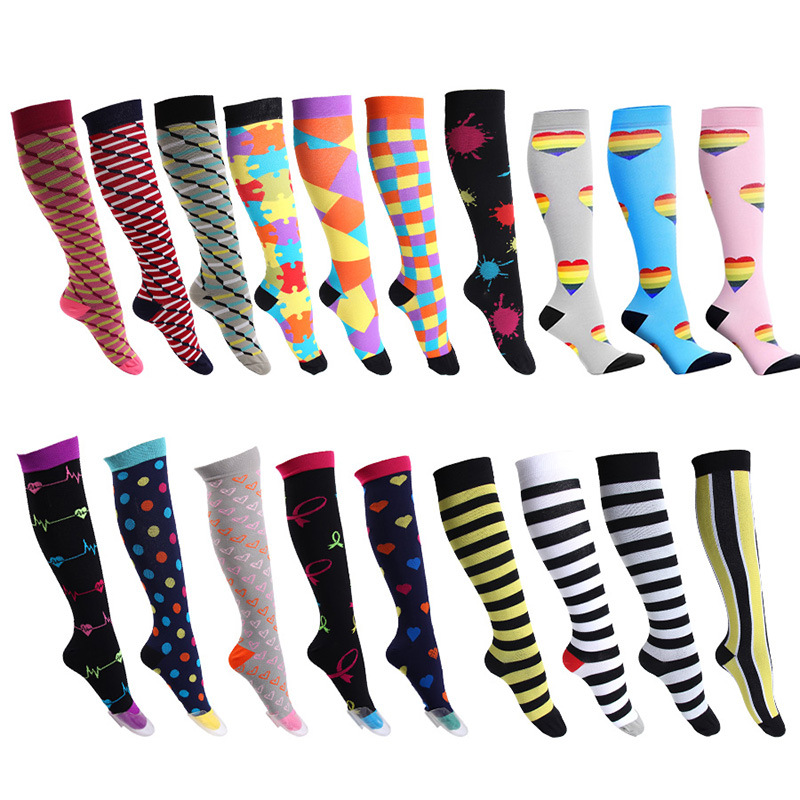 Spot Goods European and American Sports Elastic Compression Socks Nurse Leggings High Long Running Compression Stockings