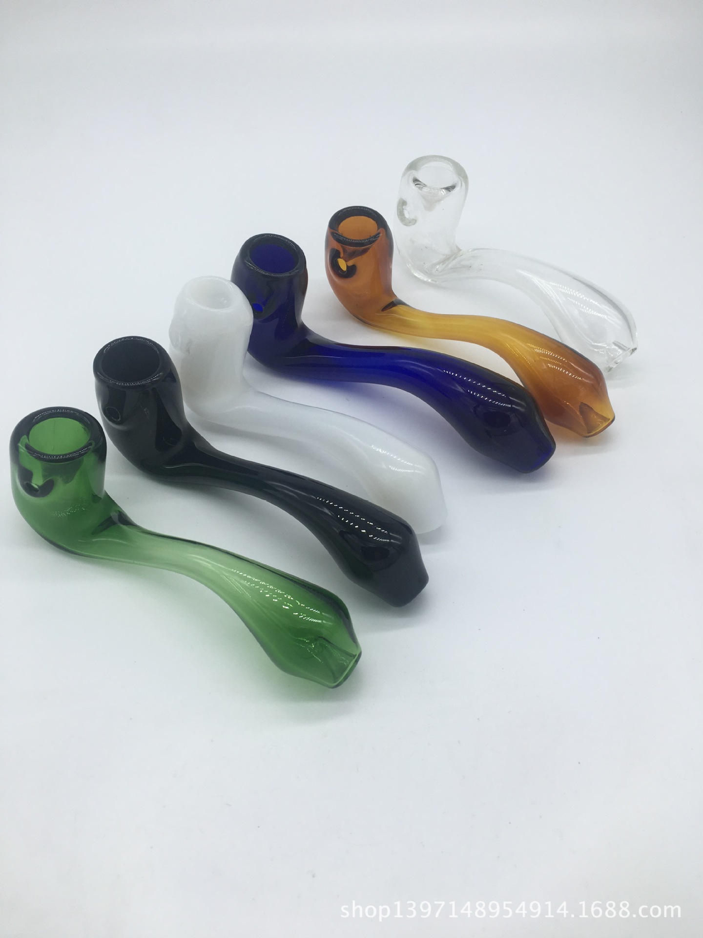 厂家直销彩色大号弯玻璃烟斗 高硼硅烟斗 烟具 量大从优