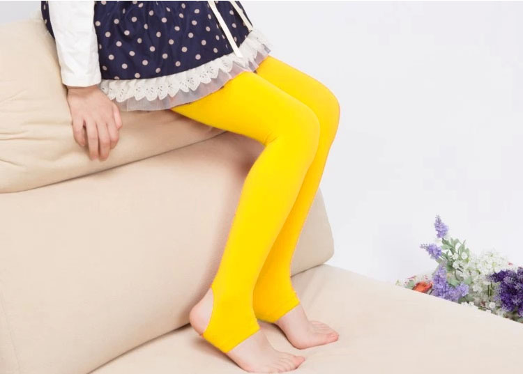 厂家春季款天鹅绒儿童九分踩脚袜 女童七分踩脚纯色舞蹈踩脚袜