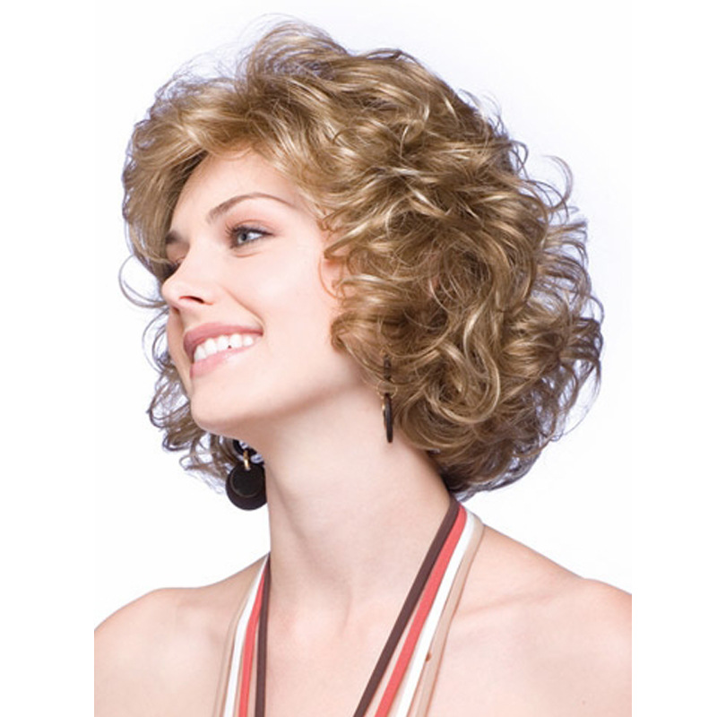 外贸假发一件代发欧美速卖通ebay 化纤高温丝假发女短发蓬松卷发