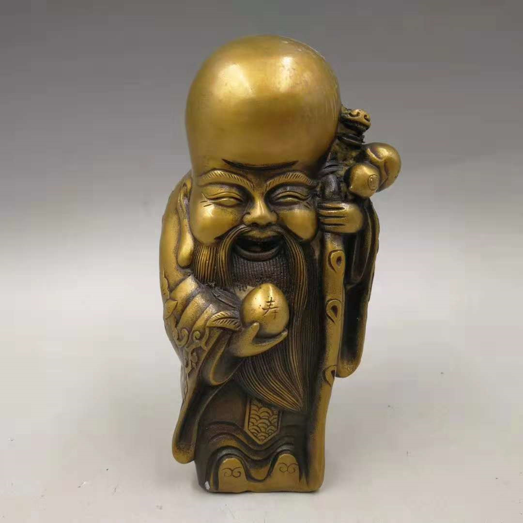 黄铜寿星摆件铜寿桃铜寿翁贺寿生日礼物送老人祝寿仙翁家居客厅