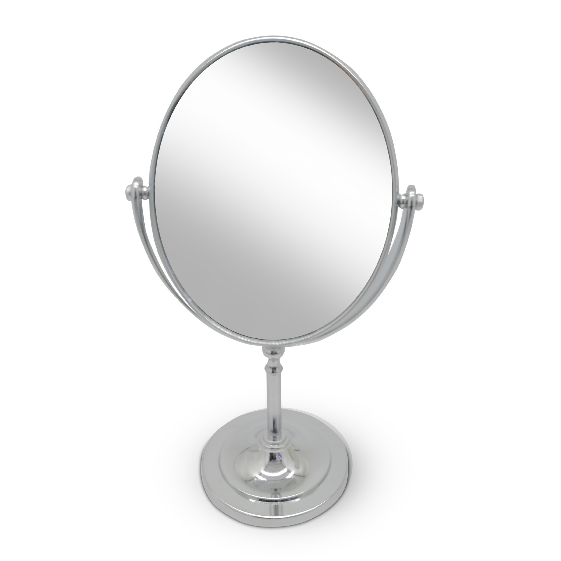 现货批发台式高档 高脚镜 电镀圆形双面化妆镜 精品镜子 不锈钢镜