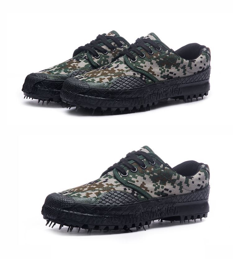 批发07丛林数码迷彩作训鞋胶鞋荒漠海洋迷彩帆布鞋军训劳保解放鞋