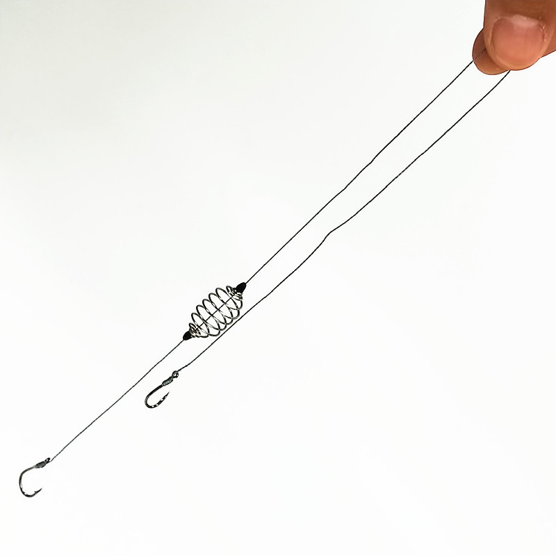 鱼钩双钩子线_手竿鲢鳙钓组弹簧钩台钓花篮伊势尼有倒刺钓花鲢鱼钩
