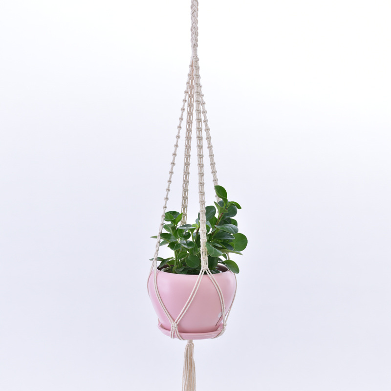 Exclusive for Cross-Border Flower Pot Net Pocket Handmade Woven Flower Pot Hanging Net Pocket Gardening Green Flower Pot Hanging Basket Net Pocket