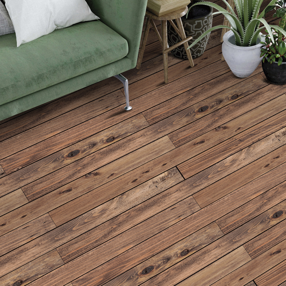 北欧创意木板贴复古客厅卧室厨房壁纸墙贴画仿真木地板木纹贴地贴