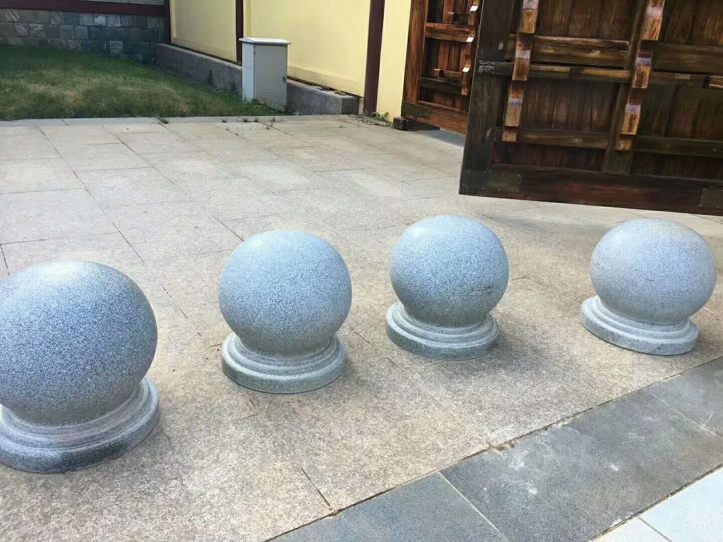 【路障石球】芝麻灰花岗岩石球路障公园广场路口学校隔离挡车圆球-阿