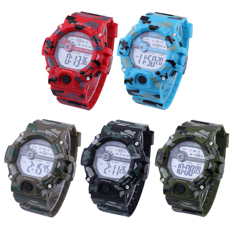 Aitaitek Sports Electronic Watch Fashion Waterproof Electronic Watch Digital Display Watch Camouflage Watch