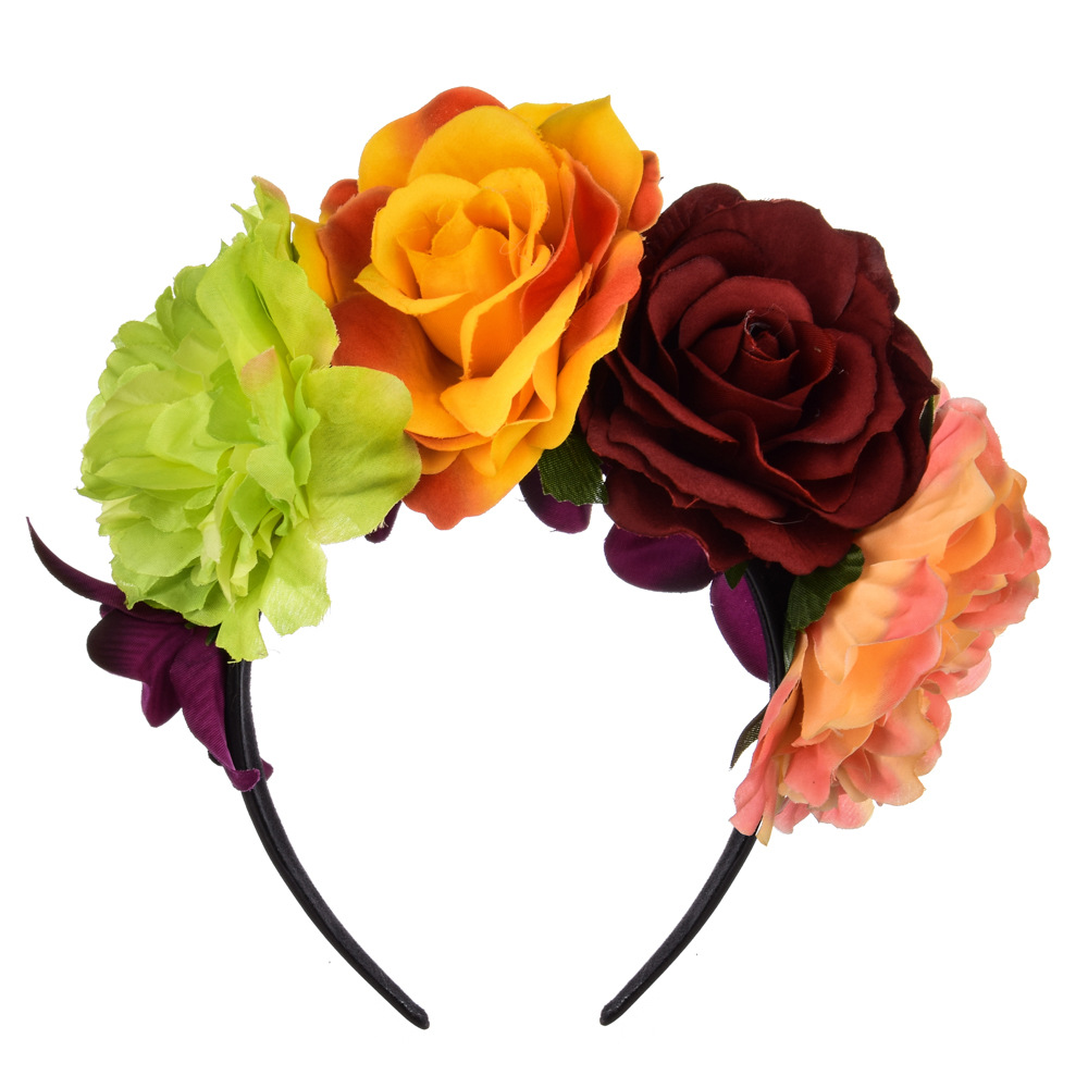 2019新款大朵牡丹花发箍混色布艺头饰新娘婚庆发饰定制批发