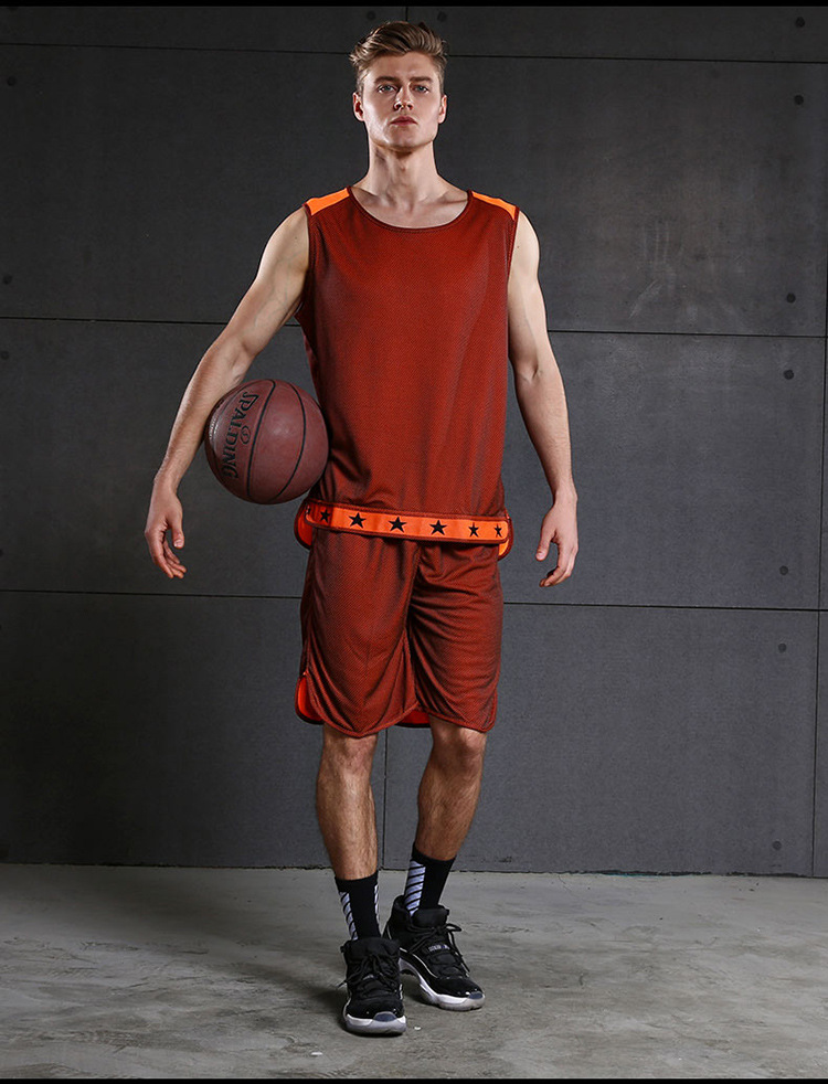 篮球服套装男士夏季透气速干篮球服运动训练比赛双面球衣短裤短袖
