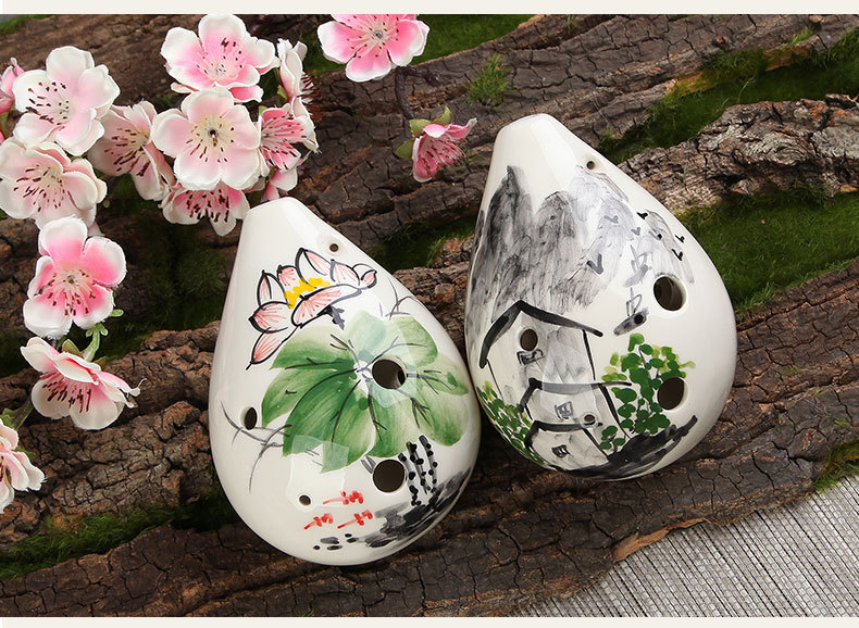 精品6孔中音f调手绘陶笛 6af陶笛 埙笛 音准音色好 供琴行学校