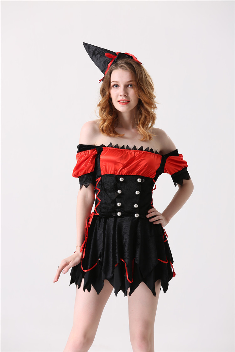 2018新款 万圣节狂欢彩色蝙蝠小魔女可爱女巫魔法裙 舞台表演服装