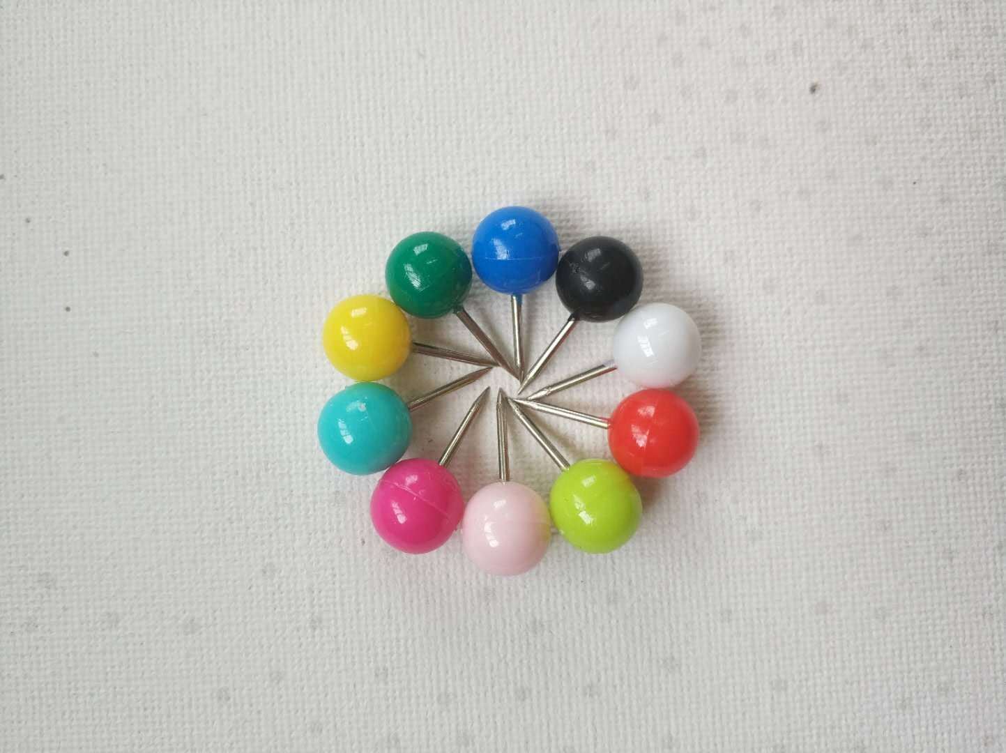 厂家直销 10mm 彩色圆球钉 地球钉 图钉 大头针 手工办公固定