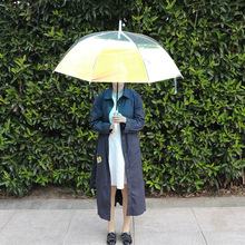 新款加厚 Poe透明炫彩色雨伞长柄伞创意个性 彩虹 镭射伞