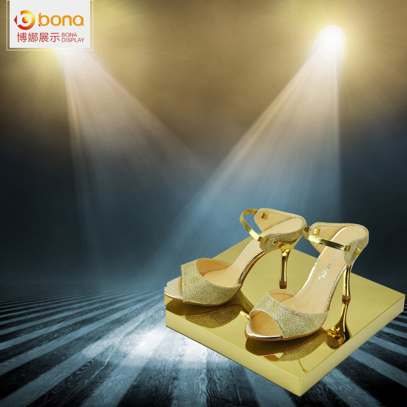 不锈钢高端不锈钢鞋子展示架平台 鞋店陈列货架 货品展示托盘定制