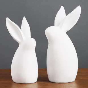 北欧家居书房装饰柜摆设现代简约系列创意兔子摆件工艺品软装饰品