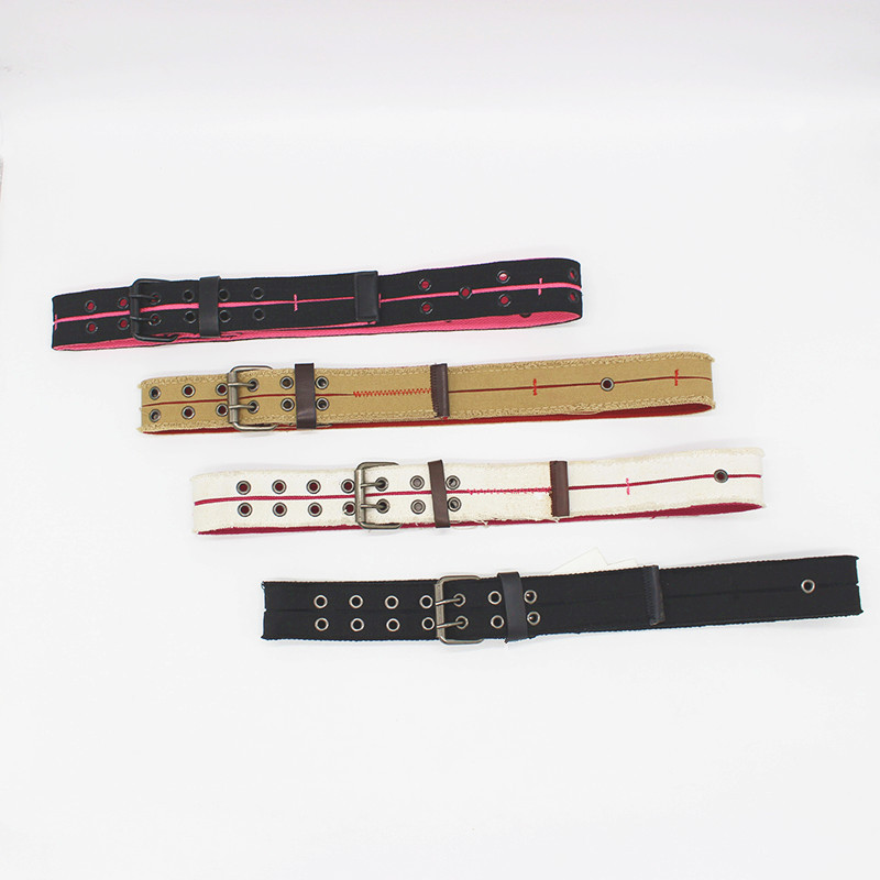 casual canvas belt outdoor nylon double ring buckle adjustment belt wholesale customization