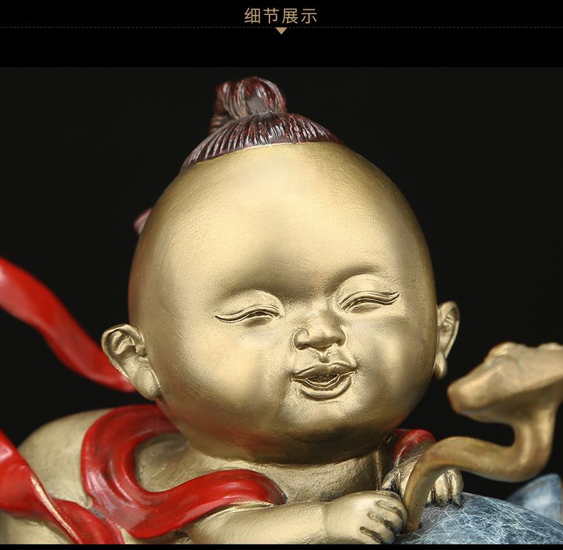 吉善缘 厂家批发纯铜诸事如意装饰品小金童小福猪创意摆件2766